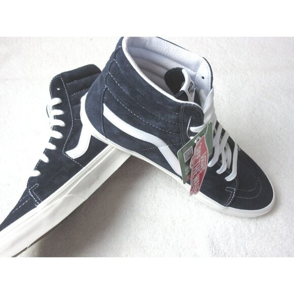Vans Men's Sk8-Hi Pig Suede Parisian Night Blue True White Skate shoes Size NIB - Picture 4 of 5